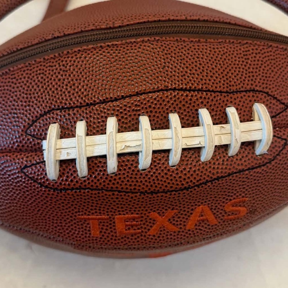Texas Longhorns Football Shaped Crossbody Bag Burnt Orange Novelty Purse - Picture 4 of 5
